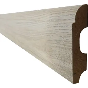 Rodapé MDF Clean Carvalho Amerino 8cm | Rodapé com Passa-Fio Premium